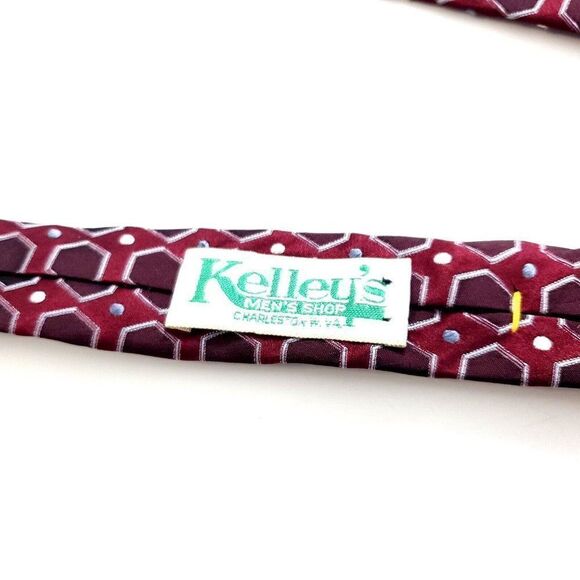 XMI‎ Red Purple Woven Geometric Silk Tie - Picture 4 of 7